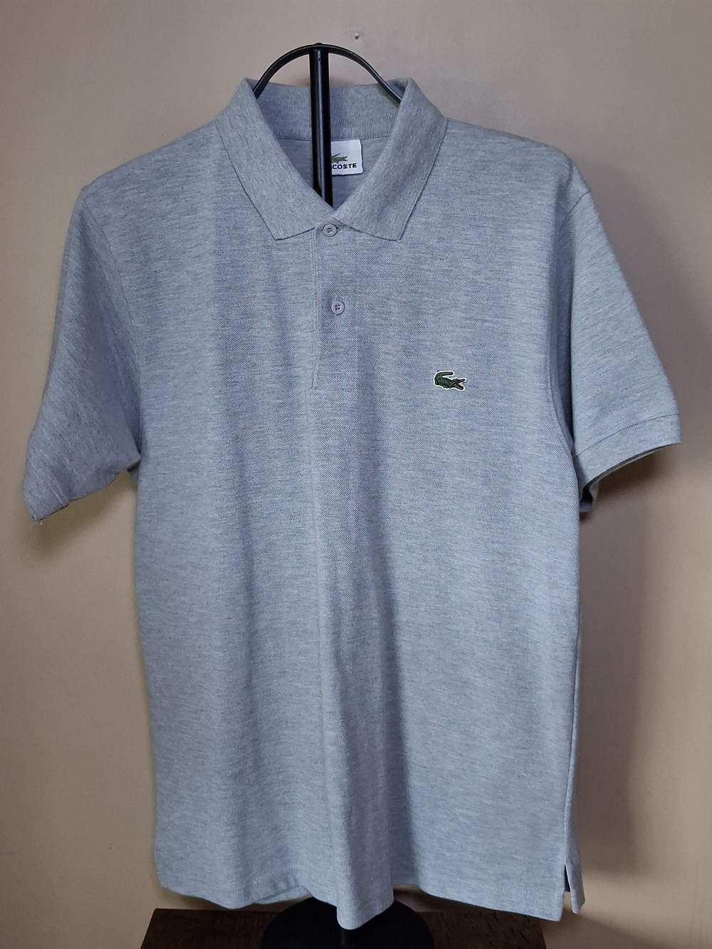 Lacoste Mens Gray Cotton Pique Short Sleeve Polo Shirt Size 5 Large